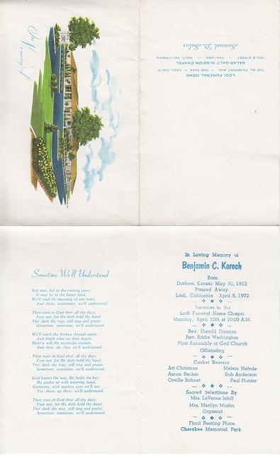 Benjamin C Koroch - Funeral - 1972